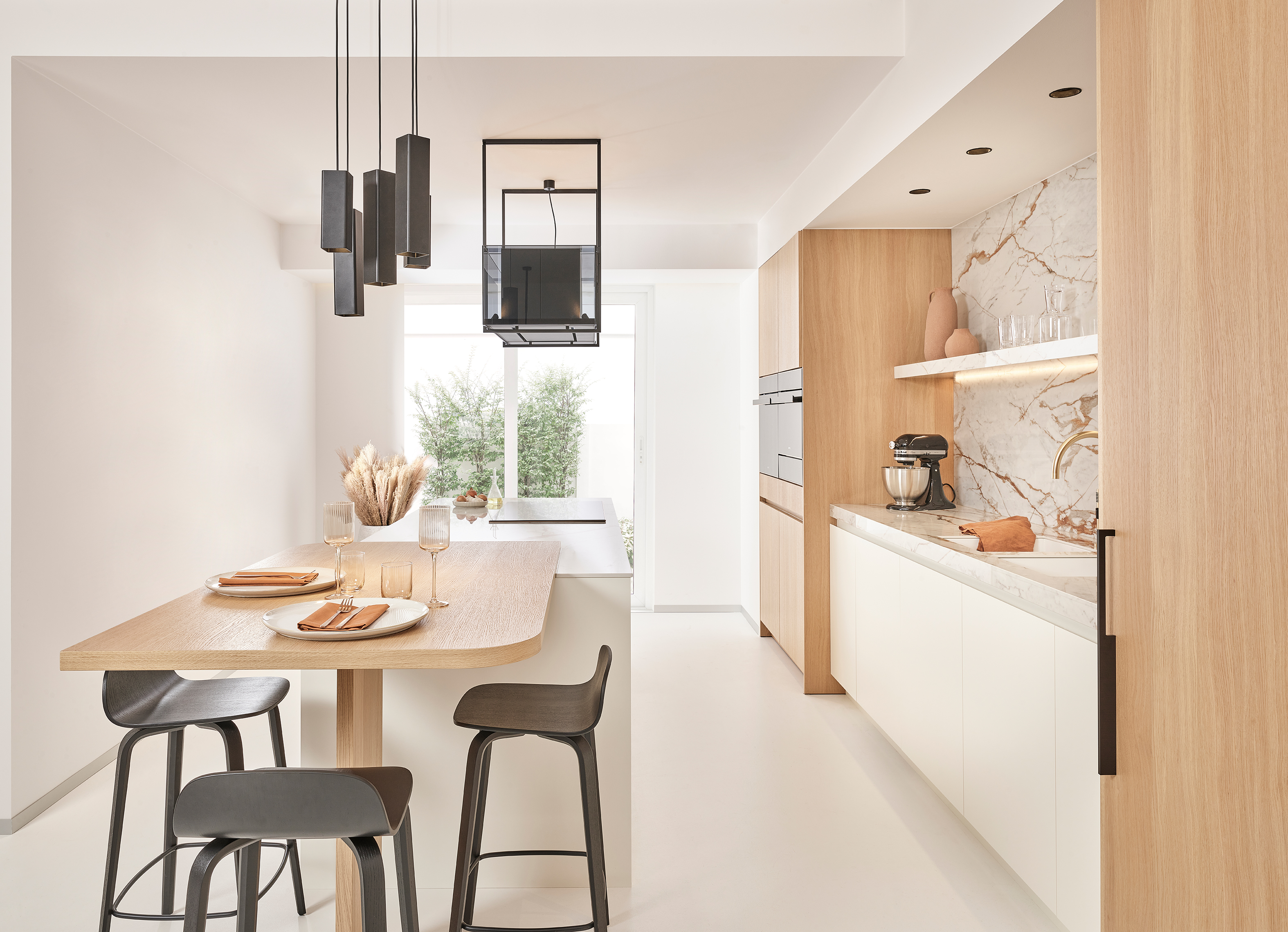 Witte keuken marmer blad