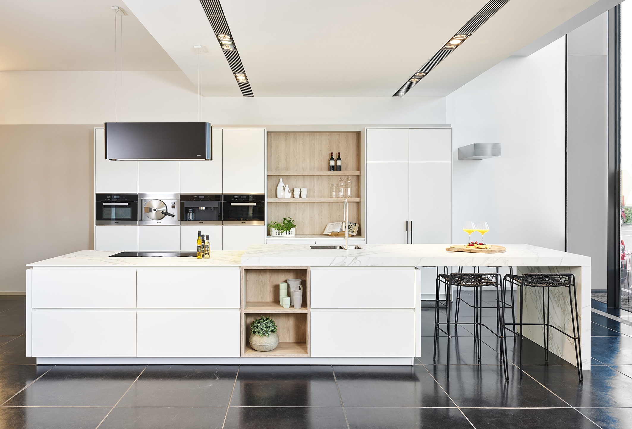Witte keuken marmer blad